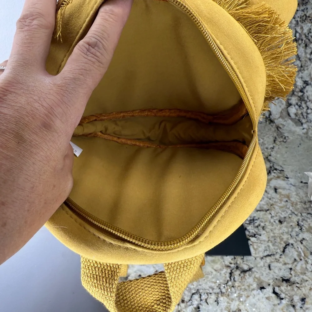 Lion Face Frayed Edge Soft Micro Velour Kids Backpack Mini Bag